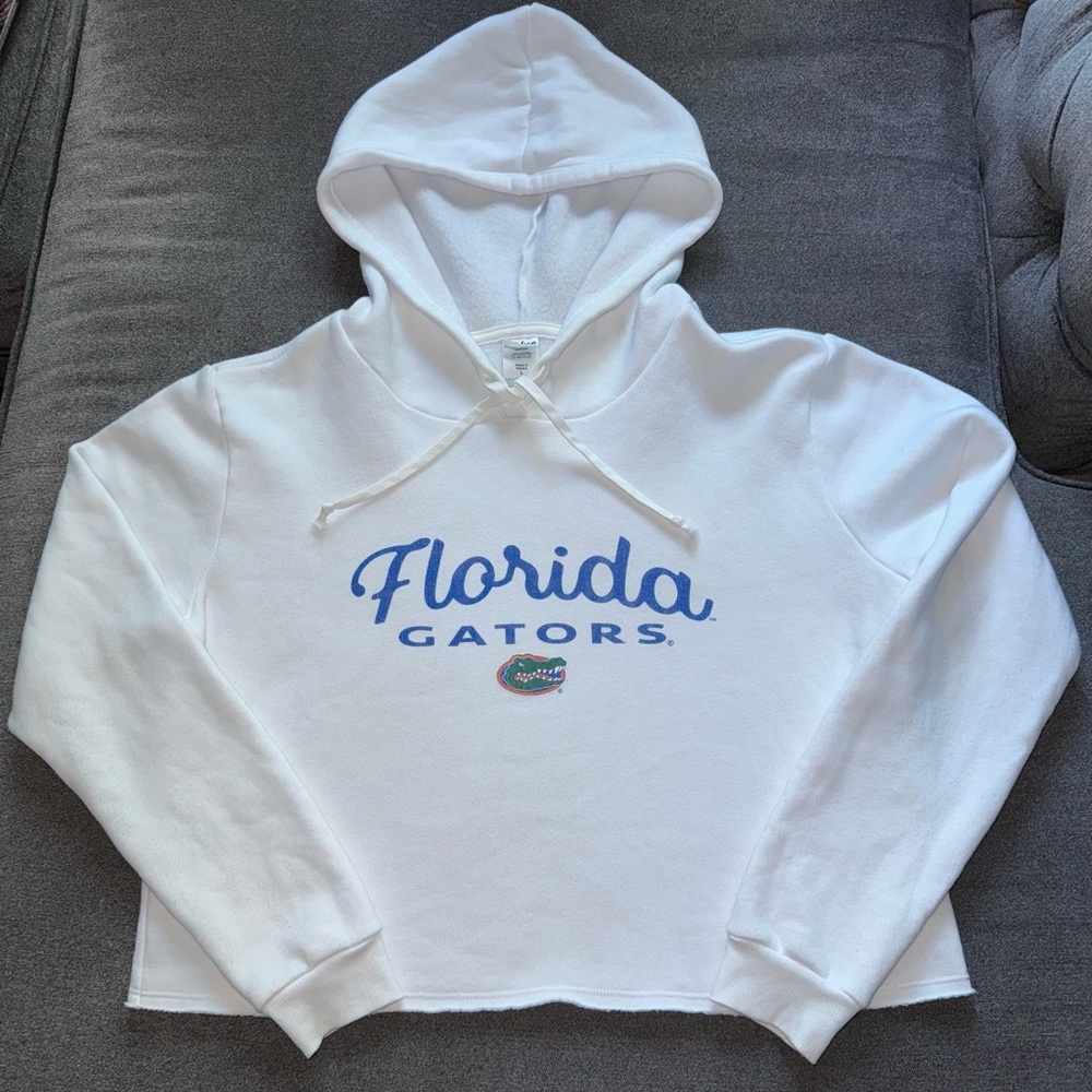 Women’s cropped Florida Gators White Hoodie ~ size L